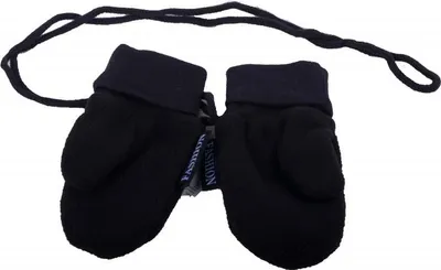 Produktbild von P&T Baby-Fäustlinge mit Seil - Microfleece - Schwarz - 0-1 Jahre