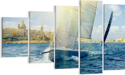 Produktbild von Bild auf Leinwand - Leinwandbild - Yacht Meer Welle - 100x60cm - Wand Bild - Wanddeko - Wandbilder - Leinwanddruck - Bilder - Kunstdruck - Wanddekoration - Leinwand bilder - Wandkunst - EG100x60-4038