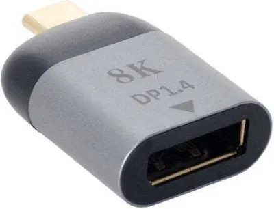 Produktbild von SYSTEM-S DisplayPort 1.4 Adapter Buchse zu USB 3.1 Typ C Stecker Kabel in Grau