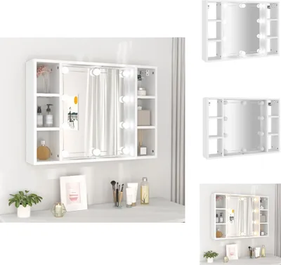 Image de vidaXL Armoire de toilette avec LED Blanc 76x15x55 cm - Vasque de salle de bain
