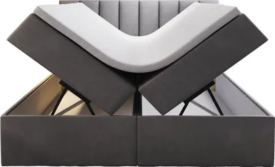 Zdjęcie produktu dla TRADA łóżko na sprężynach 180x200 Palermo z podstawą łóżka z materacem z topperem kompletny zestaw łóżko tapicerowane Bonell H3 szary