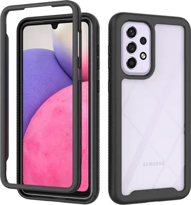 Produktbild von Galaxy A33 5G Hülle, Hybrid Transparente Rückseite Robust TPU Bumper Rutschfest Stoßfest Ganzkörper Schutzhülle für Samsung Galaxy A33 5G Schwarz