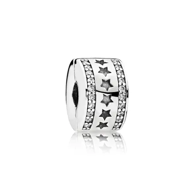 Image de Charm Pandora Moments, collection Étoiles, clip en argent, cristal transparent, référence 796381CZ