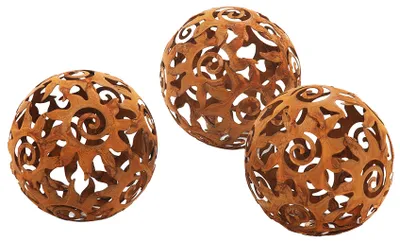 Produktbild von Kula ogrodowa Kobolo o wyglądzie rdzy KALURA - zestaw 3 sztuk - średnica 12 cm - dekoracja ogrodu Kula ogrodowa na taras Dekoracyjne kule ogrodowe o wyglądzie rdzy Kula ogrodowa Deco