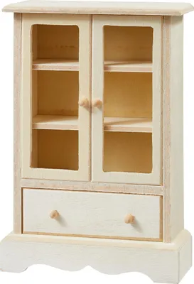 Miniatur Vitrine aus Holz, 7,8 x 3,2 x 11,6 cm, natur