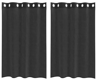 Image de vidaXL Voile Rideaux avec œillets 2 pcs. noir 140x175 cm