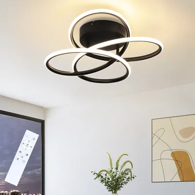 Produktbild von ZMH LED Deckenlampe Deckenleuchte Flur Schwarz Flurlampe Modern Design Dimmbar mit Fernbedienung in Schmetterlingforming 36CM Metall 44W Deckenbeleuchtung für Küche Schlafzimmer Wohnzimmer Büro