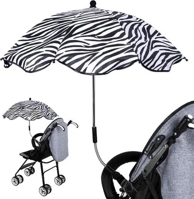 Image de Parapluie de protection solaire pour poussettes, protection UV, pliable, avec support, motif zèbre