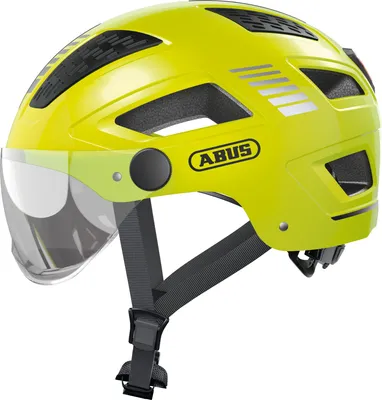 Produktbild von ABUS Stadthelm Hyban 2.0 ACE - Fahrradhelm mit Visier, Licht und ABS-Hartschale - für Damen und Herren - Gelb, Größe L