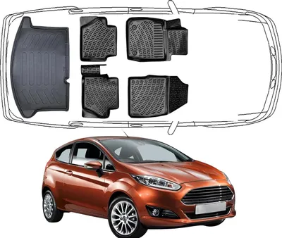 Produktbild von 3D Fußmatten & Kofferraumwanne Auto Set Kompatibel mit Ford Fiesta 2018 - 2023