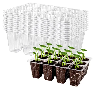 Produktbild von Set mit 120 Zellen für Setzlinge, wiederverwendbare Mini-Propagatoren, Gewächshaus-Anzuchtset, Anzuchtschalen für Pflanzen im Zimmergewächshaus, Kunststoff-Keimschalen für die Anzucht