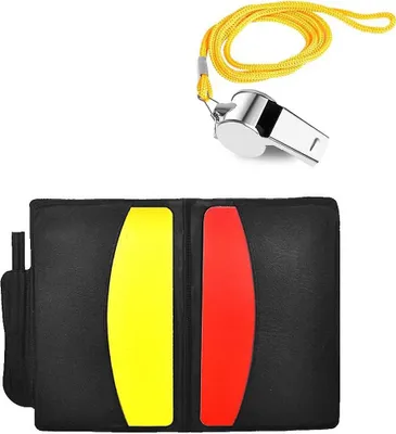 Produktbild von Sport Schiedsrichter Karte Set Rote Karte Gelbe Karte Und Metall Schiedsrichter Pfeife Trainer Pfeife Für Fußball Fußball