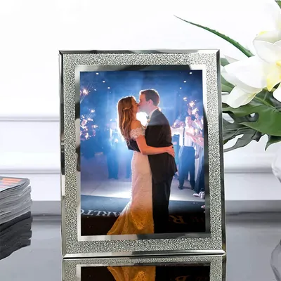 Productafbeelding van Fotolijst van glas, 13 x 18 cm, zilverkleurig, geschikt voor babyfoto's
