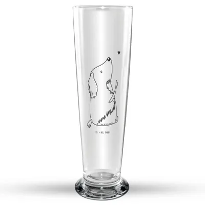 Produktbild von Mr. & Mrs. Panda Weizen Glas Hund Liebe - Transparent - Geschenk, Herz, Mr Mrs Weizenglas, Sprüche, Weizenbier, Hunde, Bier, Weißbierglas, Bierglas