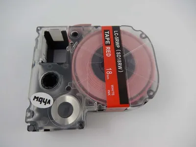 Produktbild von vhbw Schriftband-Kassette kompatibel mit Epson OK900P Etiketten-Drucker 8m x 18mm Weiß auf Rot