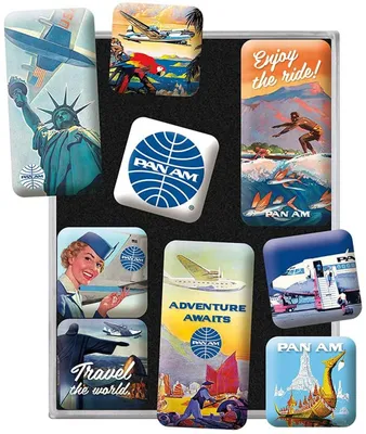 Image de Nostalgic-Art - Set de 9 aimants - Pan Am - Travel The World Posters