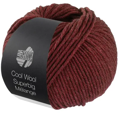Produktbild von Lana Grossa COOL WOOL Superbig Mélange 50 g extravoluminöse Wolle 80 m Farbe 222 - Weinrot meliert