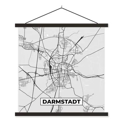 Produktbild von MuchoWow® Textilposter Karte - Deutschland - Darmstadt - Karte - Stadtplan 90x90 cm mit schwarzem Rahmen - Magnetisches