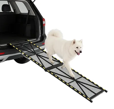Image de Rampes pour chiens, structure en acier, capacité de charge de 136 kg, dimensions 152 x 41 cm, surface antidérapante, compatibilité universelle