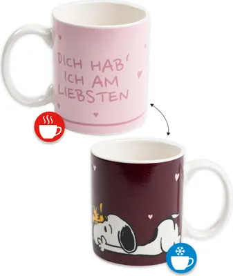 Produktbild von The Peanuts Snoopy Zaubertasse - Dich hab ich am liebsten Kaffeetasse Becher Kaffeebecher Tasse aus Keramik Farbwechseltasse 320 ml
