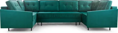 Produktbild von BETTSO Ecksofa mit Schlaffunktion mit Bettkasten Sofa U Form Wohnlandschaft Polstersofa mit Ottomane Couchgarnitur 365x167x105cm U Flaschengrün