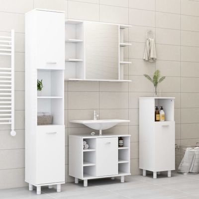 vidaXL Bad-Spiegelschrank Weiß 80x20,5x64 cm Holzwerkstoff