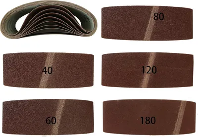 Produktbild von Packung mit 20 Schleifbändern aus gemischtem Gewebe für Bandschleifer 75 x 457 mm, Körnung 4 x 40/60/80/120/180