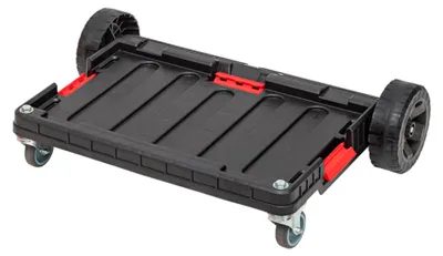 Image de Qbrick System ONE Plateforme de transport empilable 745 x 510 x 180 mm avec roues pivotantes en métal et frein