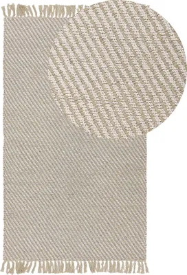 Produktbild von BELIANI Teppich Beige Jute und Baumwolle 80 x 150 cm mit Fransen Kurzflor Boho Stil rechteckig Wohnzimmer Arbeitszimmer Schlafzimmer Flur Diele