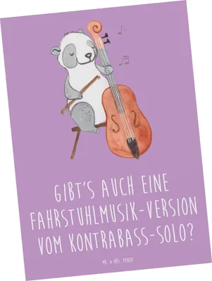 Produktbild von Mr. & Mrs. Panda Postkarte Kontrabass Solo - Lavendeltraum - Geschenk, Jazzbands, Instrument, bildkarte, Streichinstrument, Grußkarte, Designkarte, Ansichtskarte, Musiker