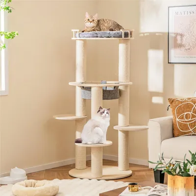 Image de Arbre à chat - Griffoir - Structure d'escalade - Maison pour chat - Mobilier pour chat - 150 cm de hauteur - Griffoirs robustes en sisal