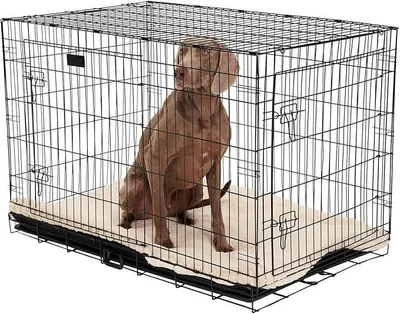 Produktbild von Robuste Faltbare Hundebox XL, 107 x 72 x 77 cm, mit 2 Türen und herausnehmbarer Bodenschale, Schwarz