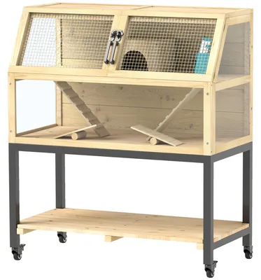 Image de Dwergcaviakoooi - Cage pour rongeurs en bois - Cage pour hamster - Cage pour gerbille - Cage pour souris - Bois naturel