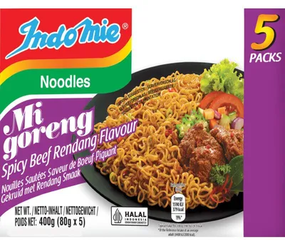 Obrázok produktu pre Indo Mie Mi Goreng Pikantné hovädzie 5 balenie 400 g - Pikantné instantné rezance