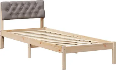 Produktbild von vidaXL Bettgestell Braun und Taupe 75 x 190 cm Massivholz Kiefer