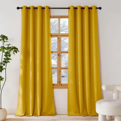 Obrázok produktu pre Záclony do spálne, termoizolačné, žlté, 2 kusy, rozmer 245 x 140 cm