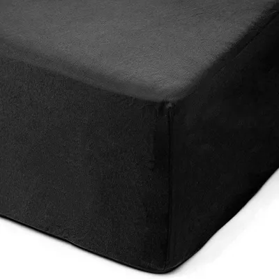 Image de Housse de matelas noire en 100% coton 140 x 200 cm