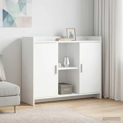 Image de Buffet vidaXL blanc 98,5 x 33 x 80 cm en aggloméré