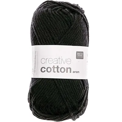 Produktbild von Rico Design Creative Baumwolle aran, Aran, Schwarz, 50 g