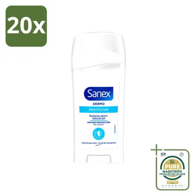 Imagen del producto de 20 unidades de antitranspirante en barra Sanex Dermo Protector, 65 ml, pack ahorro