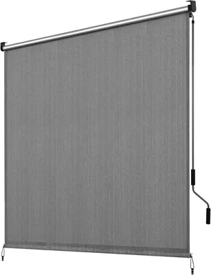 Immagine prodotto di Tende a rullo verticali per esterni - 120 x 180 cm - Realizzate in HDPE impermeabile - Protezione dal sole e dalla vista - Tende a rullo con cassonetto - Senza fili - Grigio