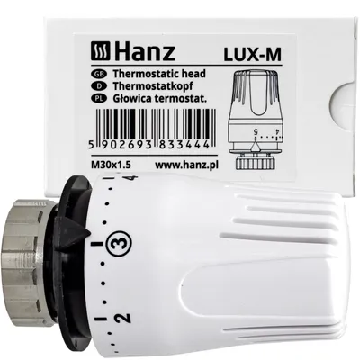 Produktbild von Heizkörper Thermostatkopf Knopf Heizungsregler Klassisch Weiss Universal M30x1,5 Einstellbereich: 6-28°C LUX-M HANZ