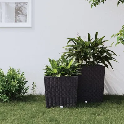 Produktbild von Möbel Pflanzkübel mit herausnehmbaren Einsatz Anthrazit 21/32 L PP - Beete 364678
