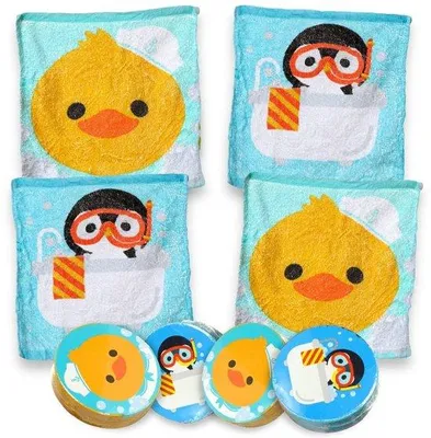 Productafbeelding van Set van 4 Magische Washandjes voor Kinderen