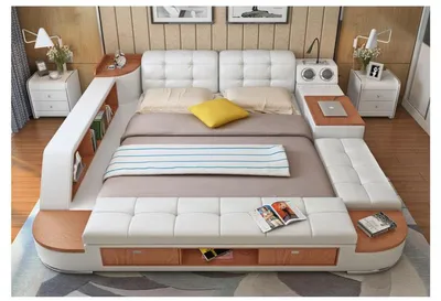 Produktbild von Polster Betten Moderne Hotel Multifunktion Neu Doppel Luxus Design Leder Bett