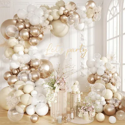 Produktbild von Luftballons Girlande Weiß Champagner Gold 105 Stück Hochzeit Beige Sand Weiß Gold