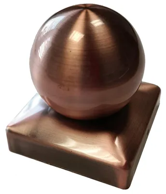 Produktbild von Pfostenkappe "Kupfer Optik" für Holzpfosten 7x7 cm mit Kugel Aufsatz, inkl. Edelstahl-Schrauben