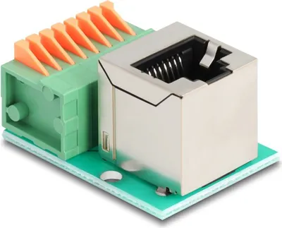Image de DELOCK RJ45Buchse gewinkelt Terminalblock Drucktaster Cat.5e