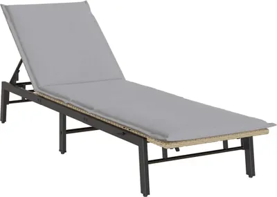 Produktbild von vidaXL Sonnenliege mit Auflage Beige Poly Rattan