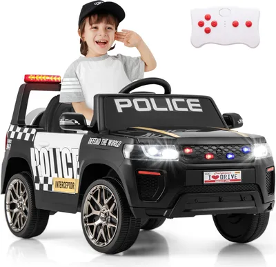 Produktbild von GOPLUS Kinder Polizei Auto, 12V elektrisches Kinderauto mit Fernbedienung, LED-Licht, drahtloser Verbindung, Kinderfahrzeug für Kinder ab 3 Jahren